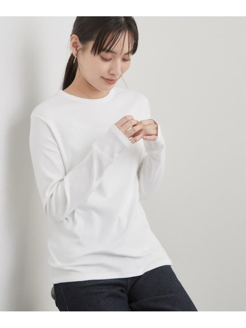 【PETIT BATEAU/プチバトー】ポワンココットクルーネック長袖Tシャツ OPAQUE.CLIP オペークドットクリップ トップス カットソー・Tシャツ ホワイト ブラック【送料無料】[Rakuten Fashion]