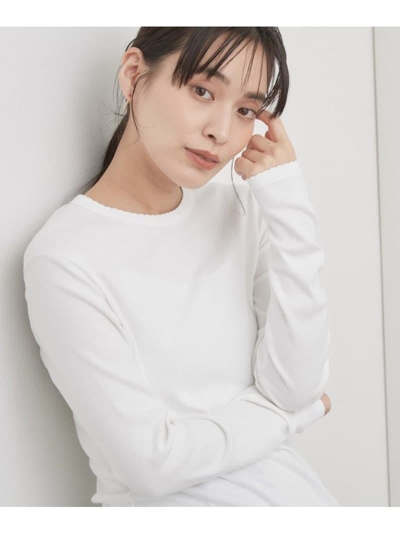 【PETIT BATEAU/プチバトー】ポワンココットクルーネック長袖Tシャツ OPAQUE.CLIP オペークドットクリップ トップス カットソー・Tシャツ ホワイト ブラック【送料無料】[Rakuten Fashion] thumbnail 3