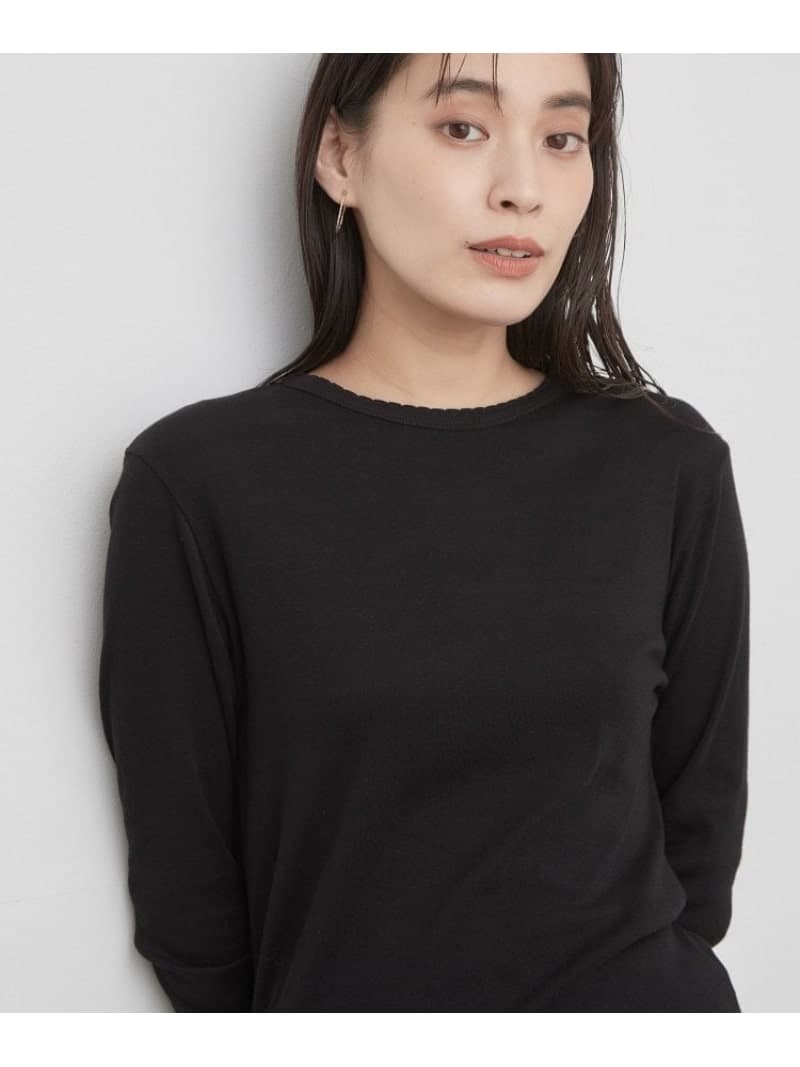 【PETIT BATEAU/プチバトー】ポワンココットクルーネック長袖Tシャツ OPAQUE.CLIP オペークドットクリップ トップス カットソー・Tシャツ ホワイト ブラック【送料無料】[Rakuten Fashion] thumbnail 2