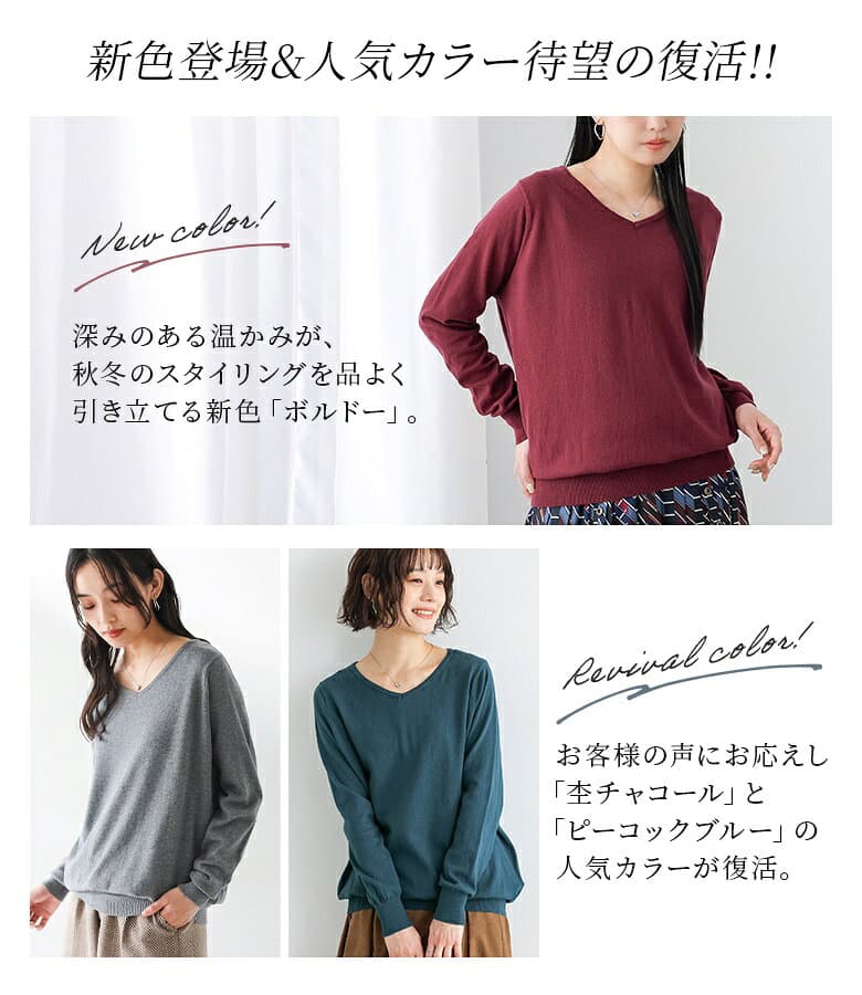 【クーポンで20%OFF 10/9 1:59迄】ニット レディース 秋 長袖 綿100％ トップス S-3L 【全10色】 Vネック 薄手 セーター コットン 無地 体型カバー ゆったり 着回し プルオーバー 綿ニット 大きいサイズ 春 夏 白 黒 オシャレウォーカー※メール便可※【10】 thumbnail 3