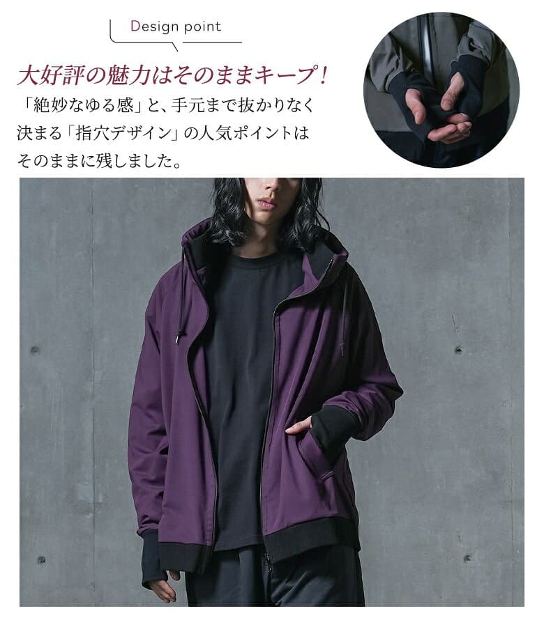 ブルゾン メンズ 秋 冬 春 ライトアウター 全4色 カットソー 長袖 羽織 ハイネック ジップアップ 指穴 無地 チェック柄 パーカー ポケット ユニセックス フリーサイズ オシャレウォーカー【メール便不可】【20】 thumbnail 3