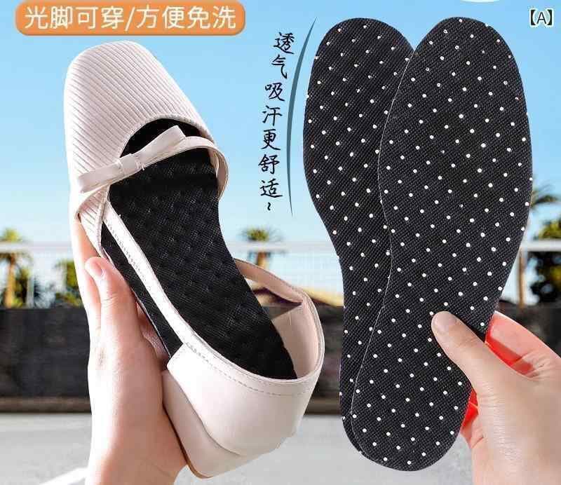 靴 インソール 使い捨て 夏 中敷き 快適 蒸れ対策 立ち仕事 オフィス ユニセックス 吸汗 防臭 通気性 薄手 普段使い 柔らかい 裸足 スニーカー フラットシューズ シンプル 黒