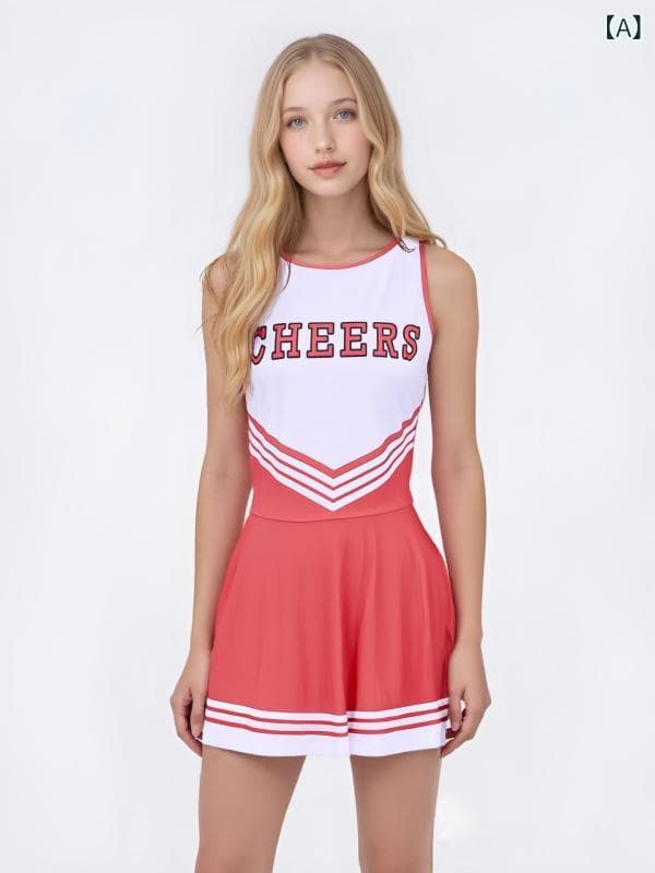 チアリーディング衣装 レディース セクシー オールインワン ドレス ステージ パフォーマンス ユニフォーム ポリエステル スパンデックス 伸縮性 赤 青 黒 アニメ スポーツ