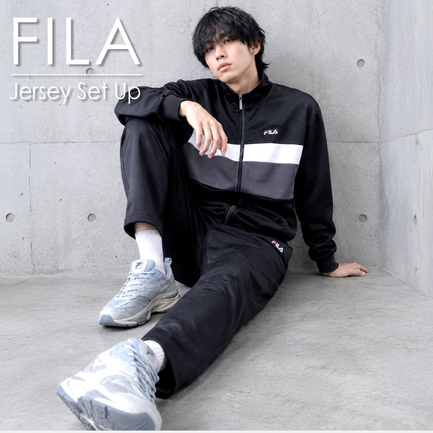 【33%OFFセール】 FILA フィラ ジャージ 上下 セット メンズ レディース セットアップ ブランド 長ズボン ロングパンツ ジャージパンツ おしゃれ スポーツウェア 運動着 ルームウェア ジム トレーニングウェア 大きいサイズ 3L 4L 春 秋 冬 黒 karlas別注 thumbnail 2