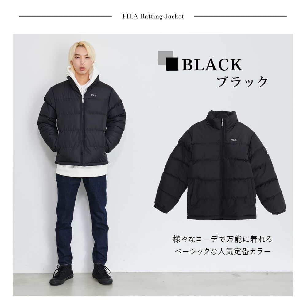 【22%OFFセール】 FILA フィラ ジャケット 中綿ジャケット メンズ アウター 秋冬 防寒 対策 軽量 軽い 暖かい ブランド おしゃれ ブルゾン ジャンパー エコダウン カジュアル ストリート ユニセックス レディース 黒 2025fw karlas thumbnail 3