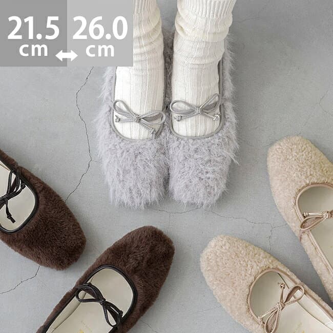 10/9 9:59マデ 4299円 送料無料 バレエシューズ パンプス フラットシューズ レディース ローヒール 痛くない 歩きやすい スクエアトゥ ファー ボア メリージェーン ストラップシューズ きれいめ おしゃれ ssa