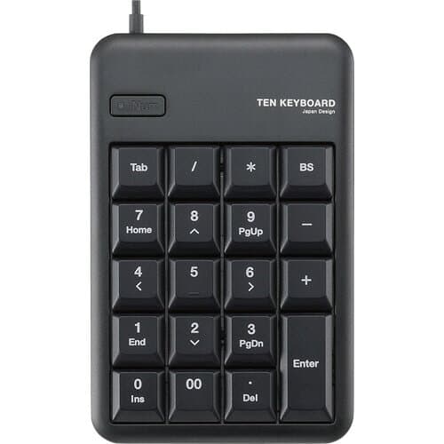 エレコム　USB接続　テンキーパッド　メンブレン　ブラック　RoHS指令対応　RoHS指令準拠（10物質）　TK−TCM011BK／RS　1個