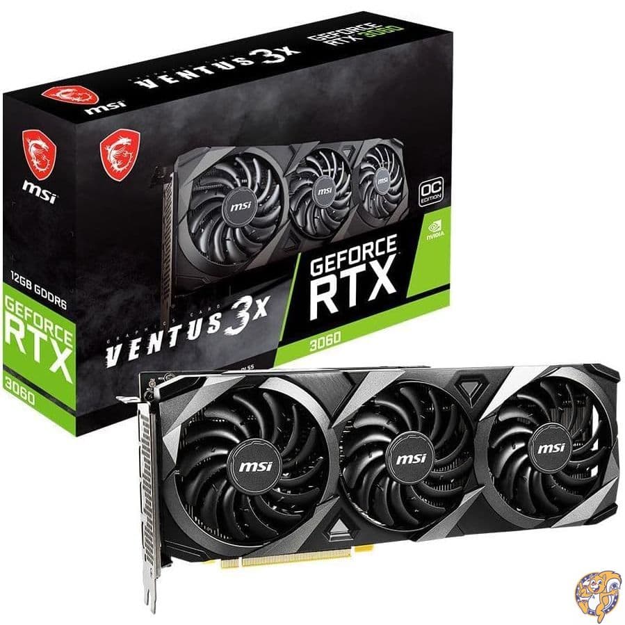 MSI GeForce RTX 3060 VENTUS 3X 12G OC Gaming Graphics Card - 3060, Support Bracket Included, TORX Fan 3.0,12GB GDDR6, 192 Bit, PCI Express Gen 4, DisplayPort v1.4a, HDMI 2.1, Zero Frozr, 1440p