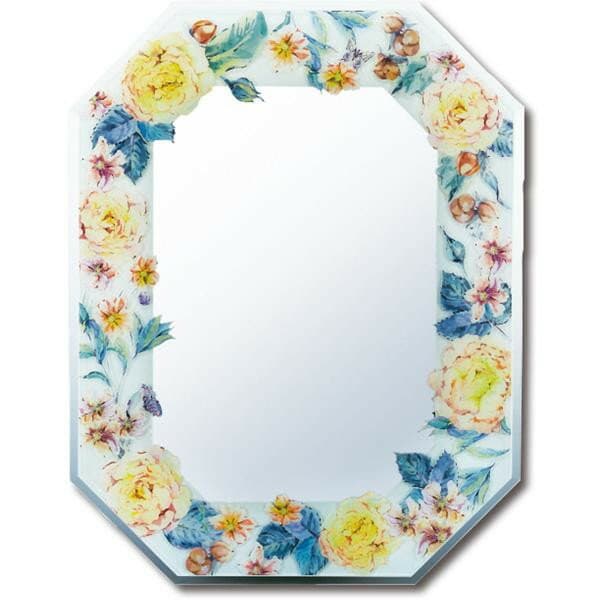 ユーパワー NATURAL STYLE FGデザイン 八角ミラー 「イエローローズ」 FM-05085【お寄せ品、返品キャンセル不可。欠品終売時連絡あり】