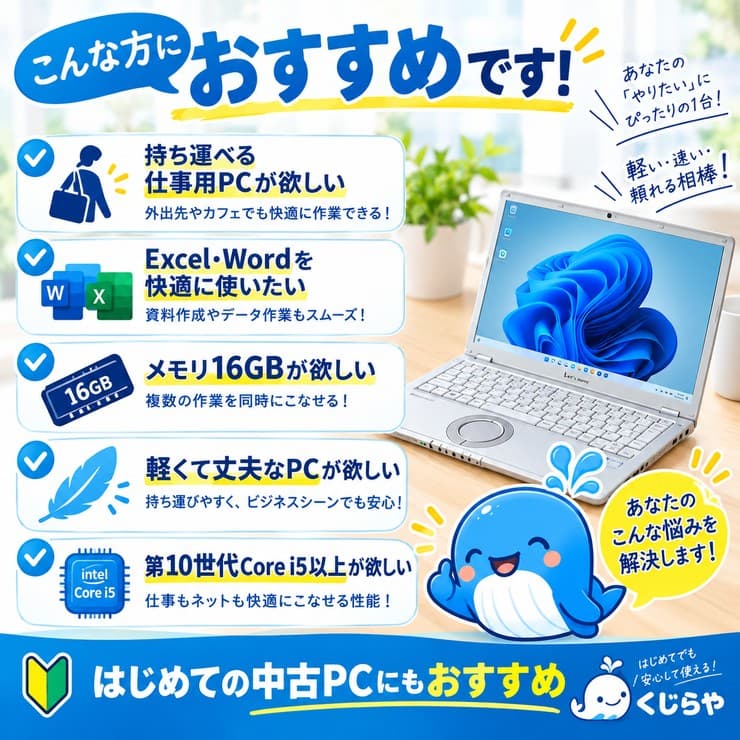 【9日12時からP5倍＆1,000円OFFクーポン】 中古 パソコン 中古 ノートパソコン Windows11 Office 付き Core i5 第10世代 メモリ16GB SSD256GB NVMe 14型 フルHD レッツノート Panasonic CF-LV9RDQ 中古パソコン ノートパソコン 中古ノートPC 中古PC ノートPC thumbnail 2