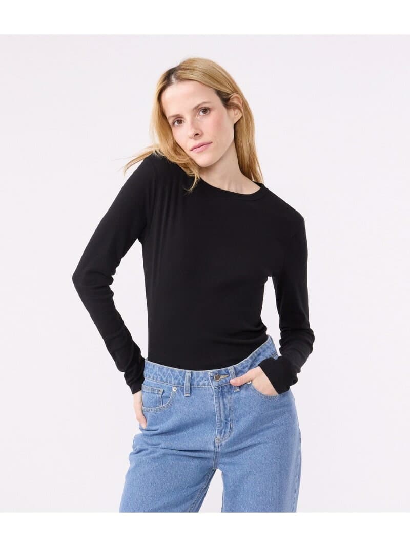 クルーネック長袖Tシャツ PETIT BATEAU プチバトー トップス カットソー・Tシャツ ネイビー ホワイト ブラック【送料無料】[Rakuten Fashion] thumbnail 2