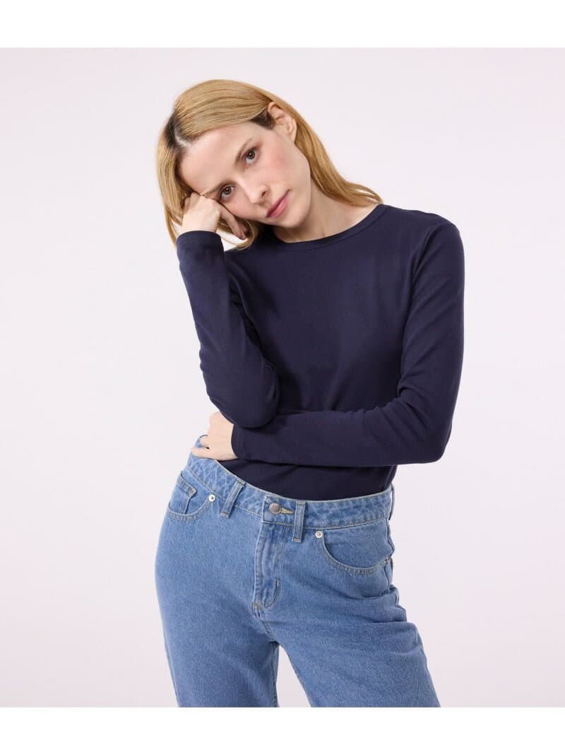 クルーネック長袖Tシャツ PETIT BATEAU プチバトー トップス カットソー・Tシャツ ネイビー ホワイト ブラック【送料無料】[Rakuten Fashion] thumbnail 3