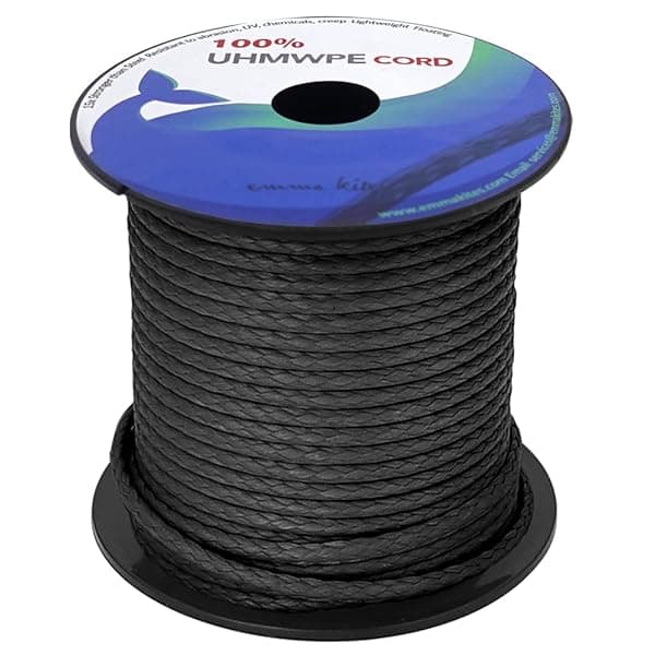 emma kites 100% UHMWPE 超高強度ポリエチレン繊維コード 2.8mm直径 x 31Mロール 780kg / 1600lb強度 ウーピースリング自作 ガイロープ ハンモック設営 ロープワーク ハイキング アウトドア使用 高強度 ブラ