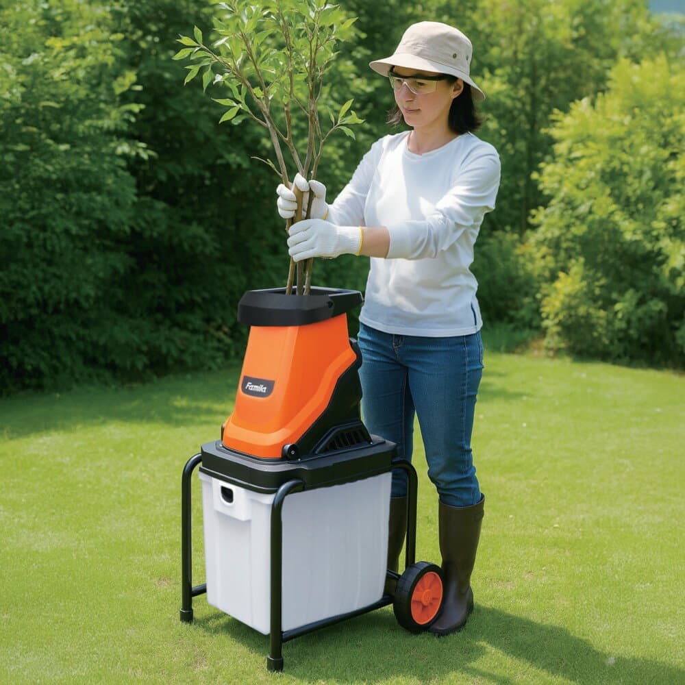 ファミラ ハイパワー電動枝シュレッダー 保護ゴーグル付き 代引不可 沖縄・離島不可