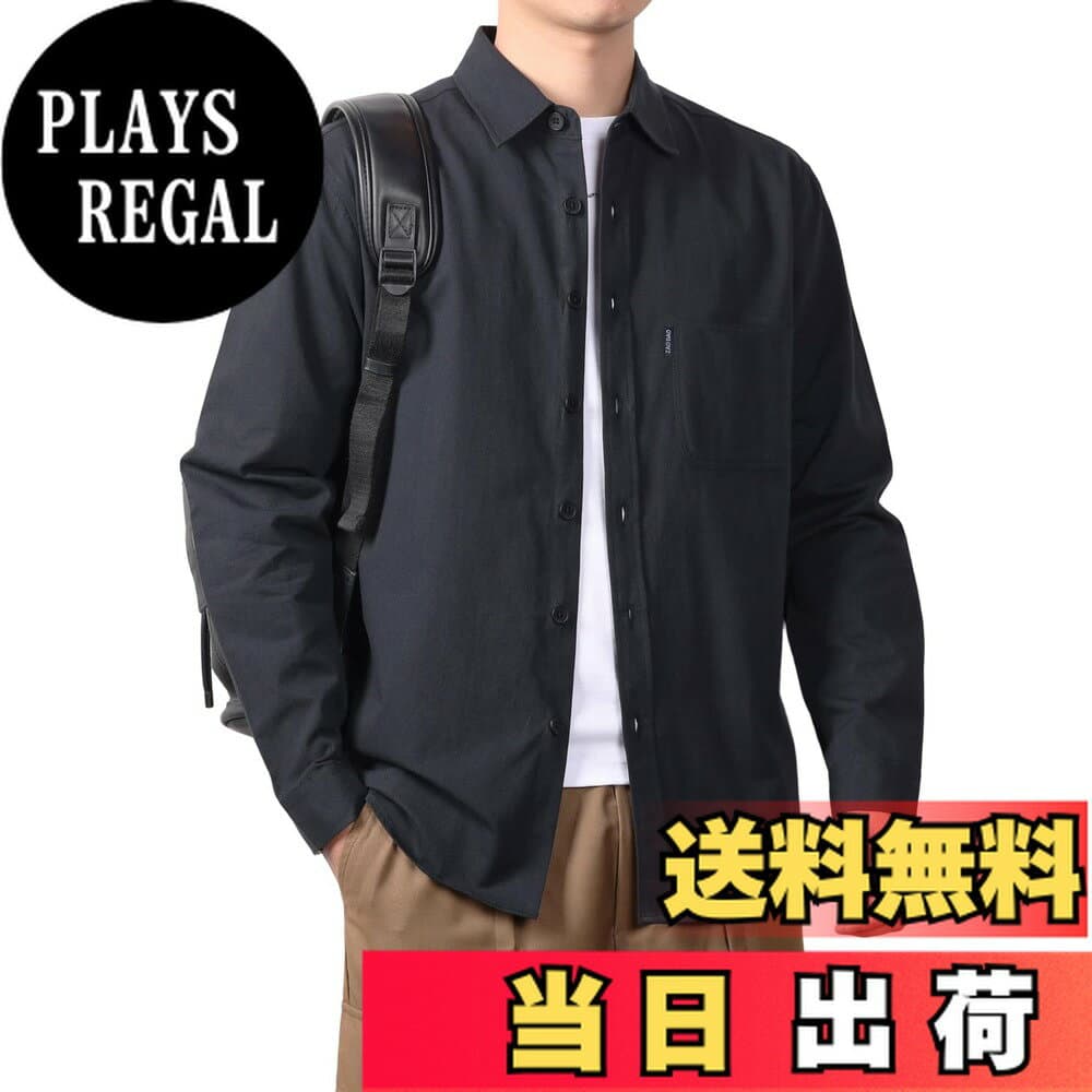 【送料無料】[Metakey] シャツ メンズ 七分袖 長袖 夏服 カジュアル 無地 ビジネスカジュアル対応 オックスフォード 涼感 汗染み防止 シンプル オシャレ 人気 春夏秋 服 色：08#:ブラック、サイズ：L