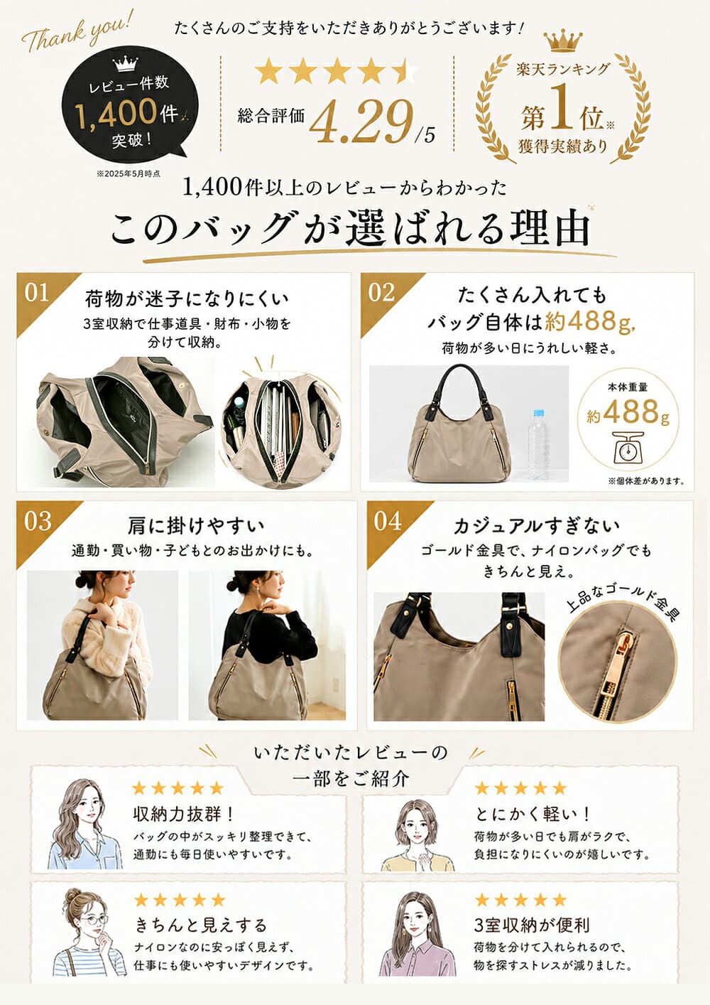 《24Hタイムセール クーポンで50％OFF》《2026AWスエード調version追加》楽天1位 トートバッグ レディース ナイロンバッグ 軽量 大容量 撥水 3層 ファスナー付き 通勤バッグ 通学バッグ 肩掛けバッグ お仕事 マザーズバッグ 旅行バッグ スエード調 ナイロントートバッグ thumbnail 2