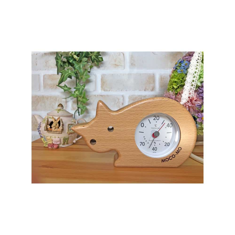 赤ちゃん贈り物・プレゼント・お祝い・出産祝い《モコモ温湿度計ねこ・猫》送料無料・日本製