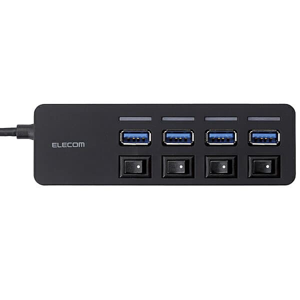 ELECOM U3H-S418BBK USB3.0ハブ/ 個別スイッチ付き/ マグネット付き/ バスパワー/ 4ポート/ ブラック thumbnail 2