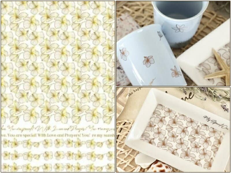 ポーセラーツ 転写紙 【白磁用】Hibiscus Gold ハイビスカス キラキラ高級本金転写紙 A3サイズ（ポーセリンアート用転写紙） 南国　サマーオシャレ ポーセラーツ用転写紙 ポーセリンアート用転写紙 summer　オリジナル　転写紙