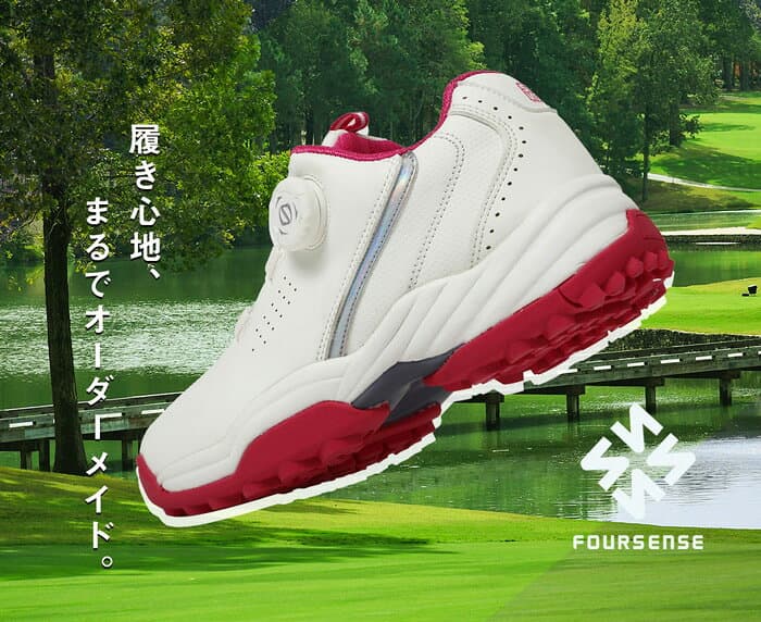 【秋割SALE】フォーセンス ゴルフシューズ レディース スパイクレス ダイヤル式 FOURSENSE FOSN-011L 014L 016L シームレス 軽量 3E 幅広 痛くない 履きやすい 車の運転OK 白 ピンク ネイビー thumbnail 2