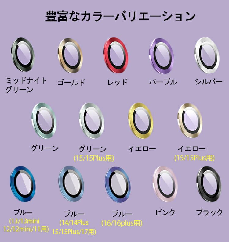 【24H限定10%OFF+P2倍 2個セット 17/16/16Plus/15/15Plus/14/14Plus/13/13mini/12/12mini/11用】iPhone17 カメラカバー iPhone16 カメラフィルム iPhone15 カメラ保護 iPhone13 iPhone14 レンズカバー iPhone11 iPhone12 カメラレンズ 保護フィルム レンズ保護 アルミ合金 thumbnail 3