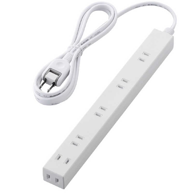 エレコム　ELECOM　ほこり防止シャッター付き雷ガード内蔵スリム電源タップ(幅広・2ピン式・6個口・2.0m)　T-NSLK-2620WH (ホワイト)