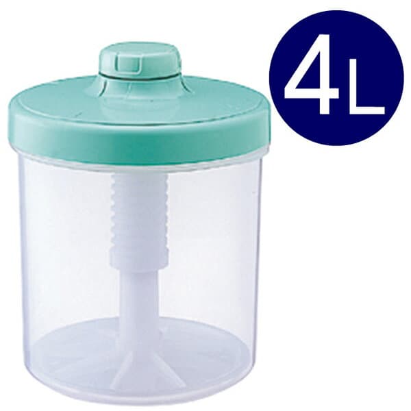 漬物容器 ハイペット 円柱型 4L グリーン E-40 ｜ 即席漬物器 浅漬け つけもの プラスチック 丸型 バネ 重石調節 ハンドル きゅうり なす 大根 かぶ 白菜 日本製