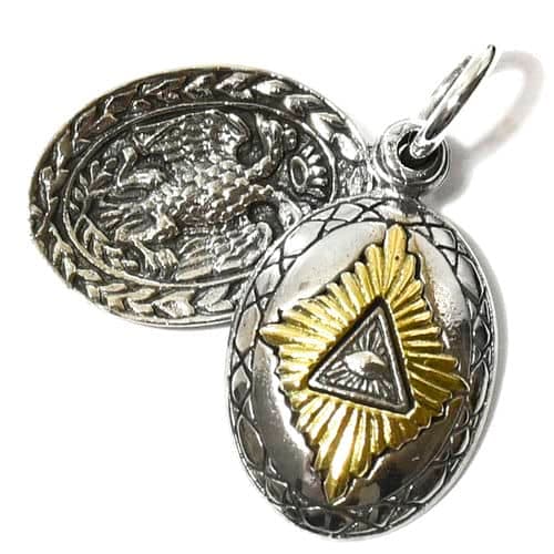 【goodvibrations】プロビデンスの目 双竜 ダブルドラゴン スライド式 スターリングシルバー ペンダントトップ フリーメイソン Freemason グッドバイブレーション【メール便対応可】