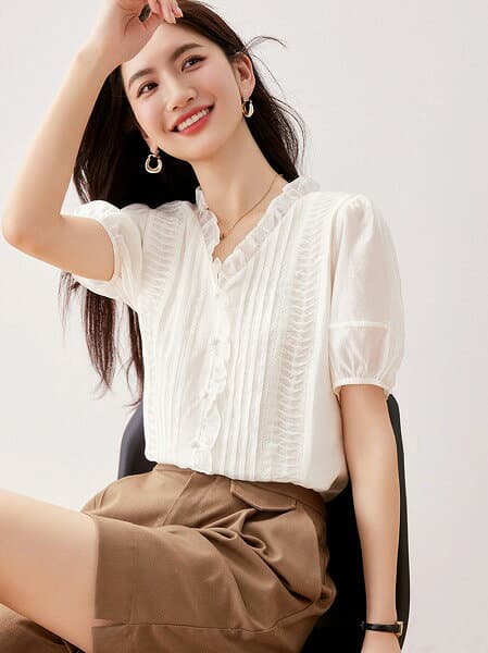 春夏新作レディースファッション　カジュアル　オシャレ　シフォン　人気　トップス