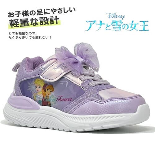 KT【 Disney　アナと雪の女王　リボン　スニーカー　LV　1X508NH】靴　くつ　クツ　シューズ　女児　女の子　子ども　こども　キャラクター　グッズ　アナ雪　ディズニー　アパレル　雑貨　アナ　エルサ　15cm 16cm 17cm 18cm 19cm　アナと　雪の女王　かわいい　プリンセス