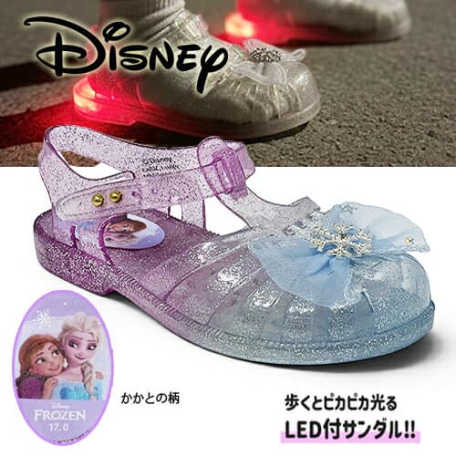 KT【Disney　アナと雪の女王　光る　ガラスの靴　PP　★アナとエルサ　16～19cm 】光る靴　フラッシュ　アパレル　ディズニー　スニーカー　ビーチ　グッズ　バレエ　サンダル　シューズ　靴　くつ　クツ　バレエシューズ　パンプス　ミニー　16cm 17cm 18cm 19cm