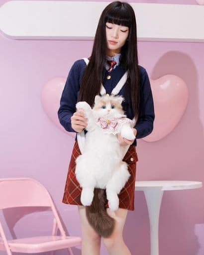 Chongkerハンドメイドリアルな猫型リュック猫のぬいぐるみペット好きな人へのプレゼント女性へのプレゼント(リュック)