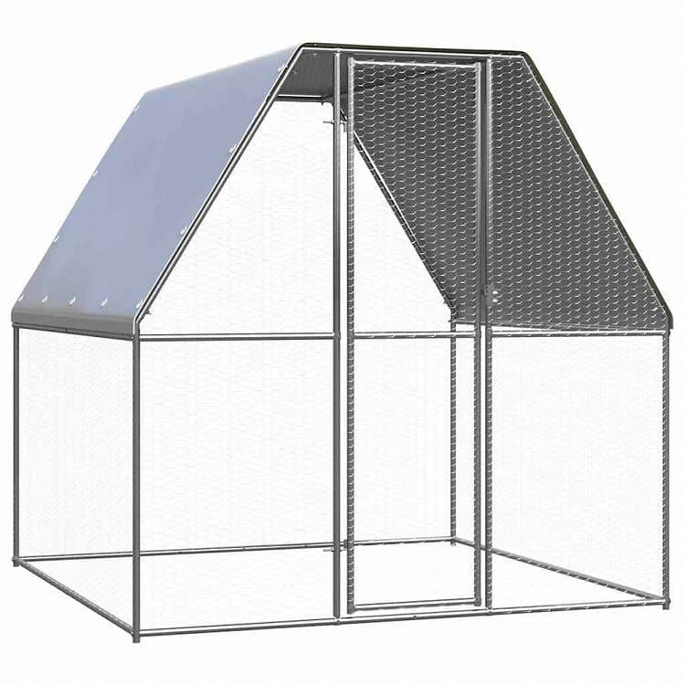 vidaXL 鶏小屋 シルバー&グレー 2x2x2 m 亜鉛メッキ鋼動物&ペット用品 ペット用品 小動物用品 小動物 飼育・ケージ(代引不可) thumbnail 2