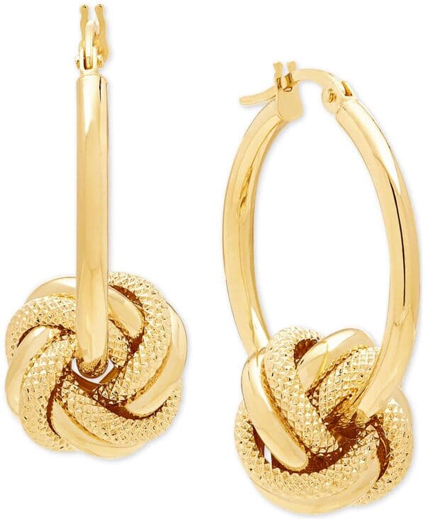 イタリアン ゴールド レディース アクセサリー ピアス・イヤリング Italian Gold Love Knot Drop Earrings in 14k Yellow Gold イエロー