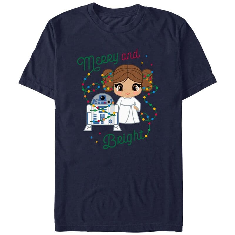 アニメキャラクター メンズ トップス Tシャツ グラフィック Licensed Character Men'star Wars Merry And Bright Graphic Tee Navy ネイビー
