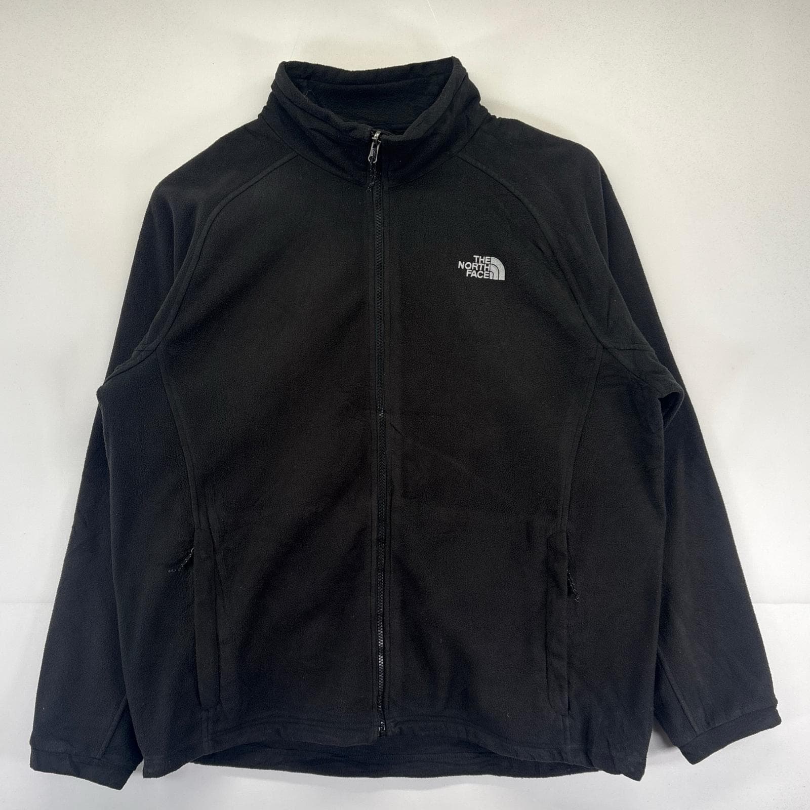 古着 ザ・ノースフェイス THE NORTH FACE フリースジャケット 大きいサイズ フルジップ アウトドア ワンポイントロゴ 2XL ブラック メンズ 【中古】