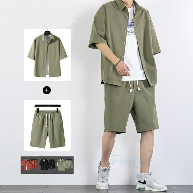 【部分翌日出荷】上下セット メンズ セットアップ 半袖シャツ 半袖 ショートパンツ 夏 レディース 上下 おしゃれ 夏服 軽い 快適 カジュアルシャツ ルームウェア 旅行 通勤 お出かけ シャツ 短パン シンプル 無地 リラックス ユニセックス プレゼント
