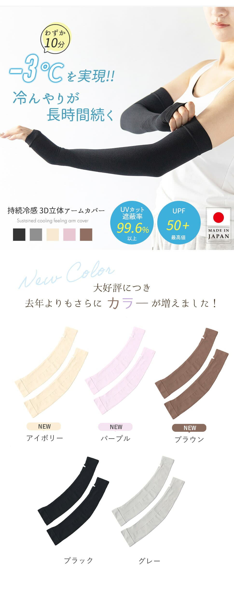 【最大2000円OFFクーポン！10/9 1:59迄】日本製 アームカバー uvカット 冷感 UVカット率99.6%以上 ロング 持続冷感 レディース メンズ 冷んやり ひんやり クール 日焼け対策 紫外線対策 UPF50+ thumbnail 2