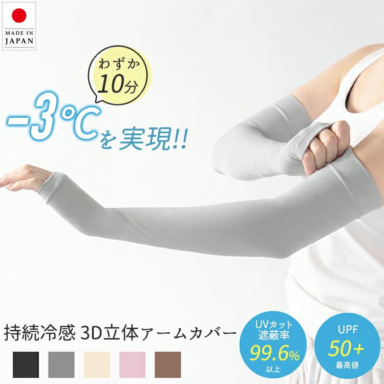 【最大2000円OFFクーポン！10/9 1:59迄】日本製 アームカバー uvカット 冷感 UVカット率99.6%以上 ロング 持続冷感 レディース メンズ 冷んやり ひんやり クール 日焼け対策 紫外線対策 UPF50+