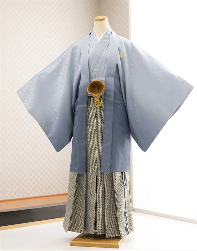 卒業式 袴レンタル 男 mo288 紋付袴フルセット メンズ着物 男性着物レンタル 羽織袴 kimono 結婚式 イベント 和服 かっこいい 人気 高級袴 スタイルグレーぼかし黒金高級モダン袴【レンタル】