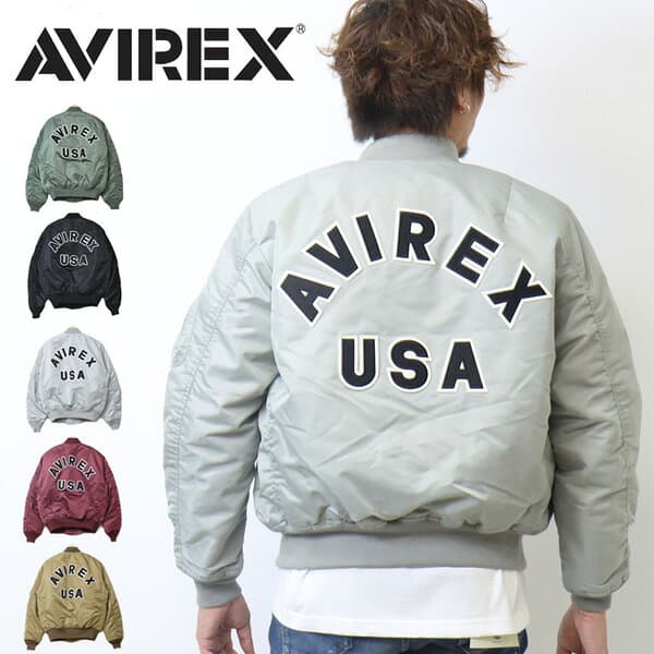 AVIREX アビレックス MA-1ジャケット コマーシャル ロゴ メンズ 6102171 フライトジャケット アウター ブルゾン 定番 アヴィレックス 送料無料 783-5952036