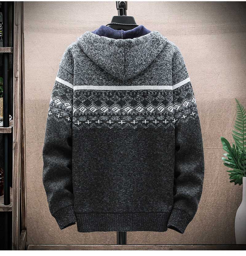 パーカー メンズ 秋服 大きいサイズ オルテガ柄 メンズ ニット パーカー あったか フード付き ジップアップ セーター カーディガン 秋 冬 スウェット 裹起毛 トップス 長袖 アウター ジップアップ 大人 おしゃれ ギフト thumbnail 3