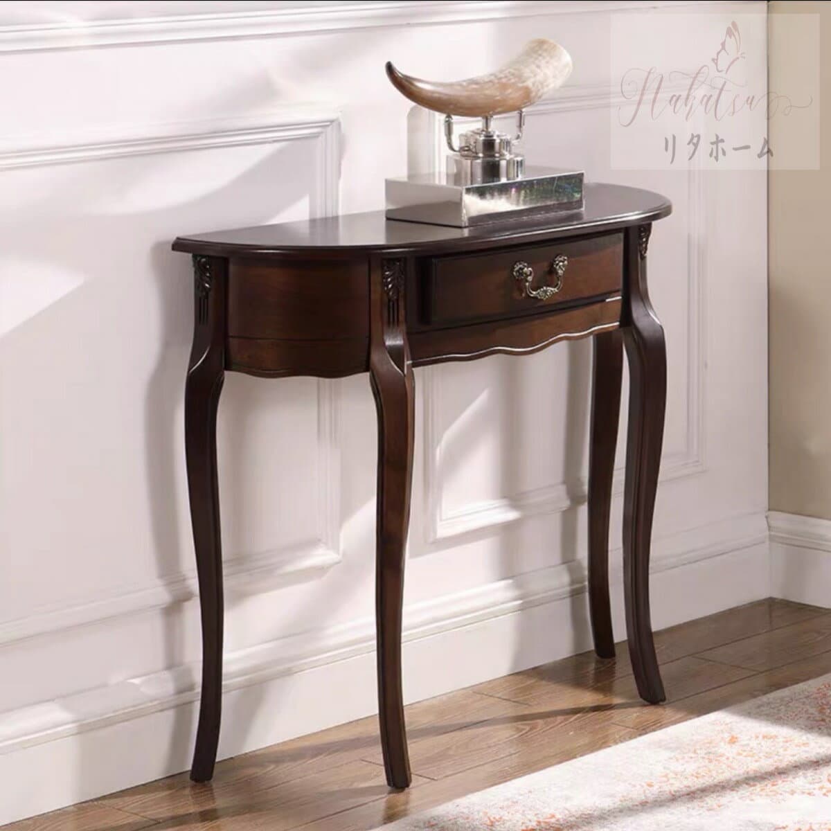 A002067高級サイドテーブル コンソールテーブル ．玄関テーブル 花台 電話台 アンティーク調デザイン 幅80cm