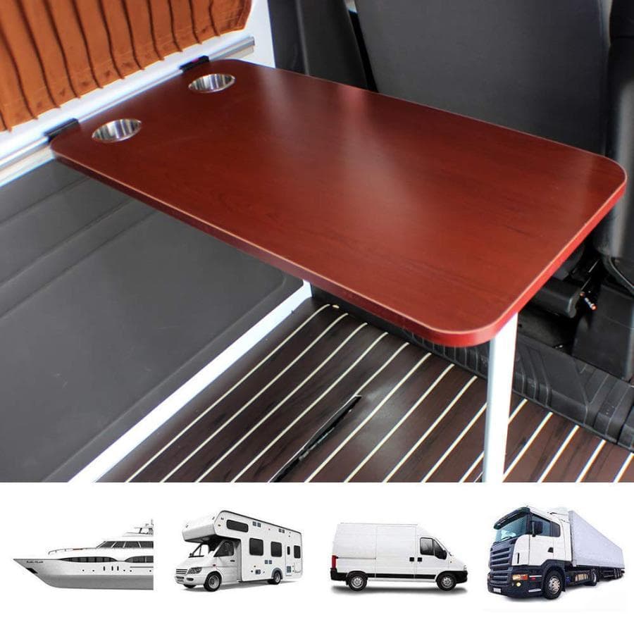 Rvキャンピングカー用のダイニングテーブル、2カップスロット付き丸型RVテーブル、キャンピングカー、ボート、キャラバン、バン、キャンピングカー用家具インテ