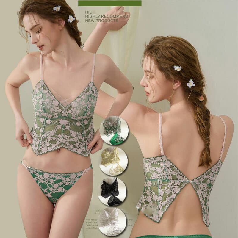 ブラトップ 背中 開き レース 下着 インナー バックオープンブラ トップス ブラジャー ショーツ セット レディース 上下セット セットアップ 見せブラ ナイトブラ カップ付き ノンワイヤー キャミソール キャミ インナー