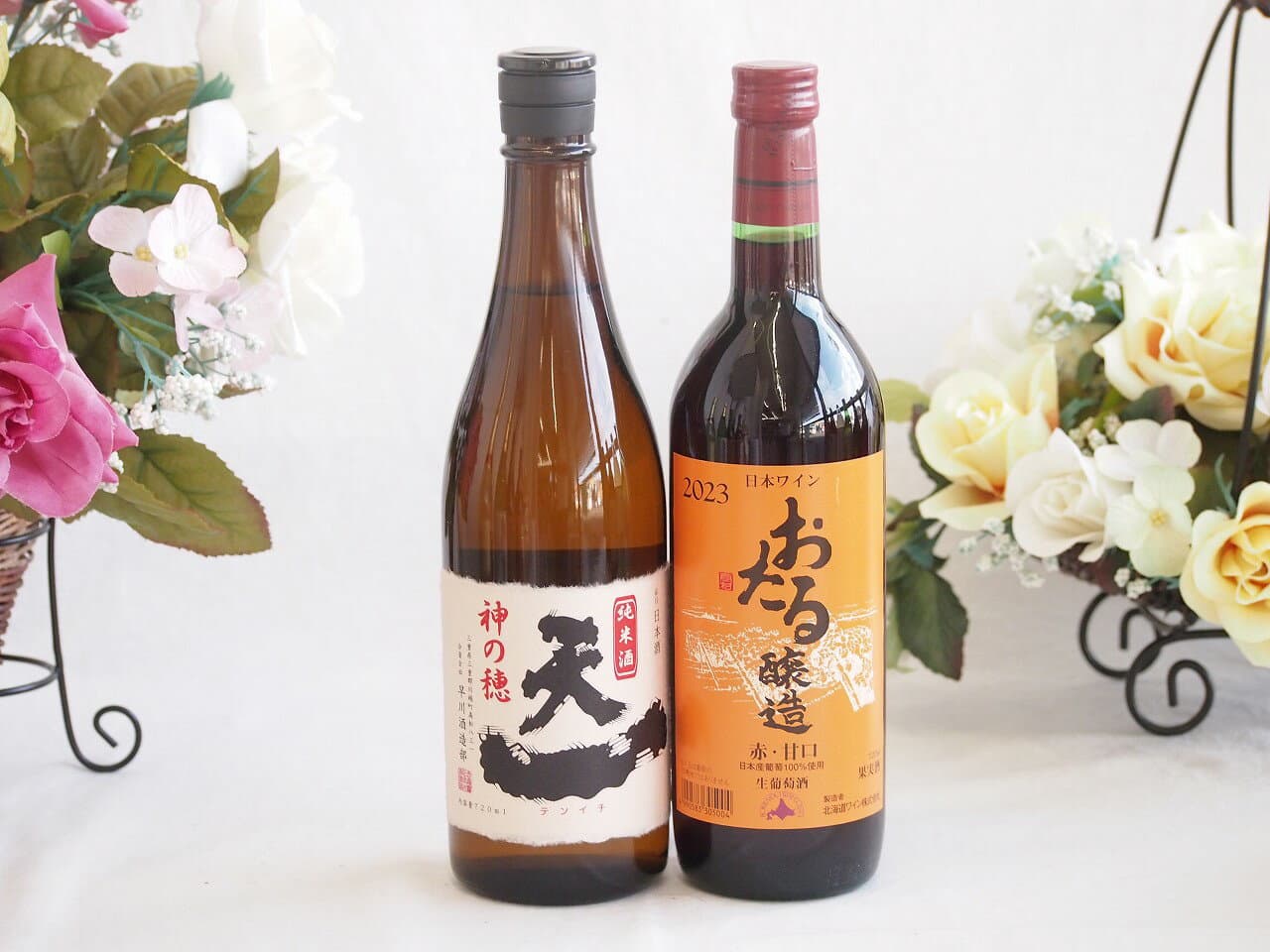 至福の地酒純米酒と国産ワインセット(おたる醸造 赤ワイン 甘口(北海道)720ml早川酒造場 純米酒 (三重県)720ml