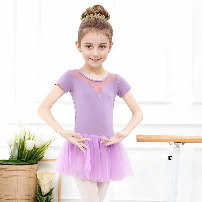 バレエレオタード 子供 キッズ スカート付き 94％綿 120 130 140 150 スカートあり 半袖レオタード シンプル 無地 キッズ ジュニア かわいい 股の部分ホック付き 股オープン ダンス 体操 バレエ用品 新体操 大きいサイズ 160cm 170cm