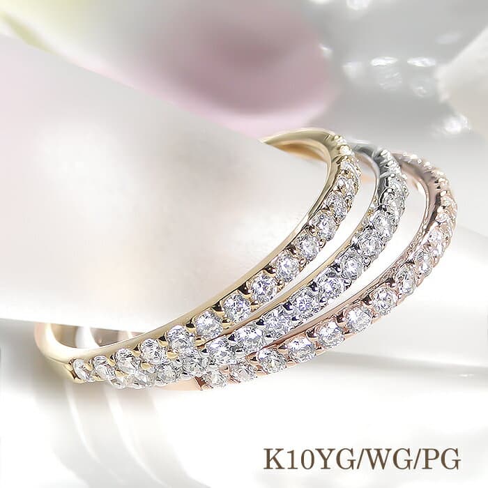 【2016楽天ジュエリー大賞受賞】K10WG/YG/PG 0.2ct ダイヤ エタニティリング 送料無料華奢 シンプル 可愛い 人気 おしゃれ 指輪 ゴールド 0.2ct エタニティ 細身 品質保証書 10金 ギフト ダイア プレゼント 4月誕生石 10k 代引手数料無料 thumbnail 2