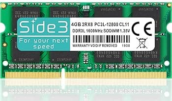 【中古】Side3 ノートパソコン用 メモリ DDR3L-1600 PC3L-12800 サムスン製 メモリチップ 搭載 増設メモリ 204pin (4GB x 1)