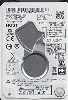 【中古】hts541010 a7e630、PN 0j42301、MLC da6751、Hitachi 1 TBハードドライブSATA 2.5
